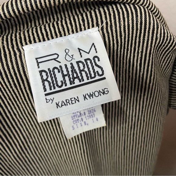 Vintage R&M Richards Blazer Dress Skirt Waist Tie Striped Size 14 Karen Kwong - Picture 8 of 11